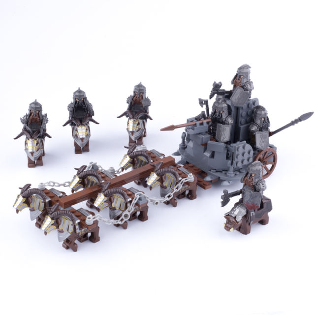 MOC Lord Of The Rings Minifigures Medieval Wild Boar Horned Sheep Chariot Building Blocks Orcs Dwarf Weapon Parts Bricks Toys