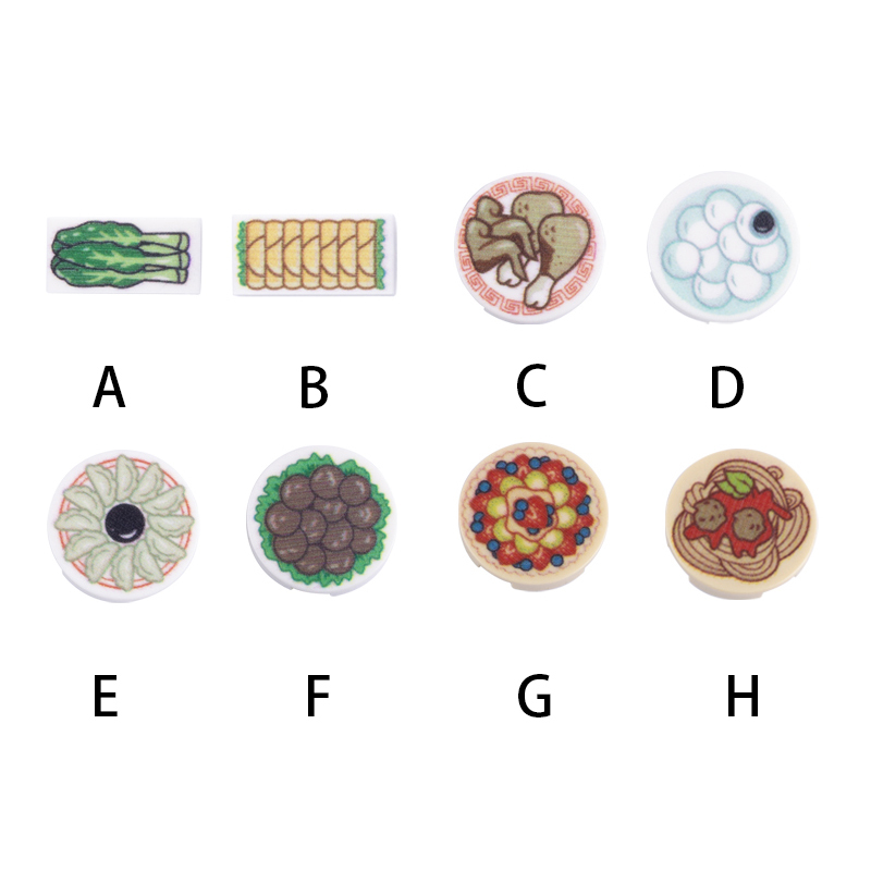 MOC City Food Series Minifigures Chinese Food Building Blocks Dumplings Spring Rolls Picnic DIY Parts Bricks Model Toys For Boys