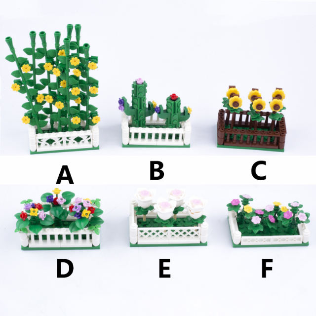 MOC City Plants Minifigures Flower Bed Building Blocks Tulips Sunflower Rose Bouquet DIY Figures Accessories Bricks Model Toys