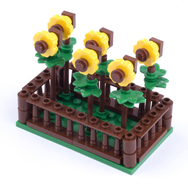 MOC City Plants Minifigures Flower Bed Building Blocks Tulips Sunflower Rose Bouquet DIY Figures Accessories Bricks Model Toys