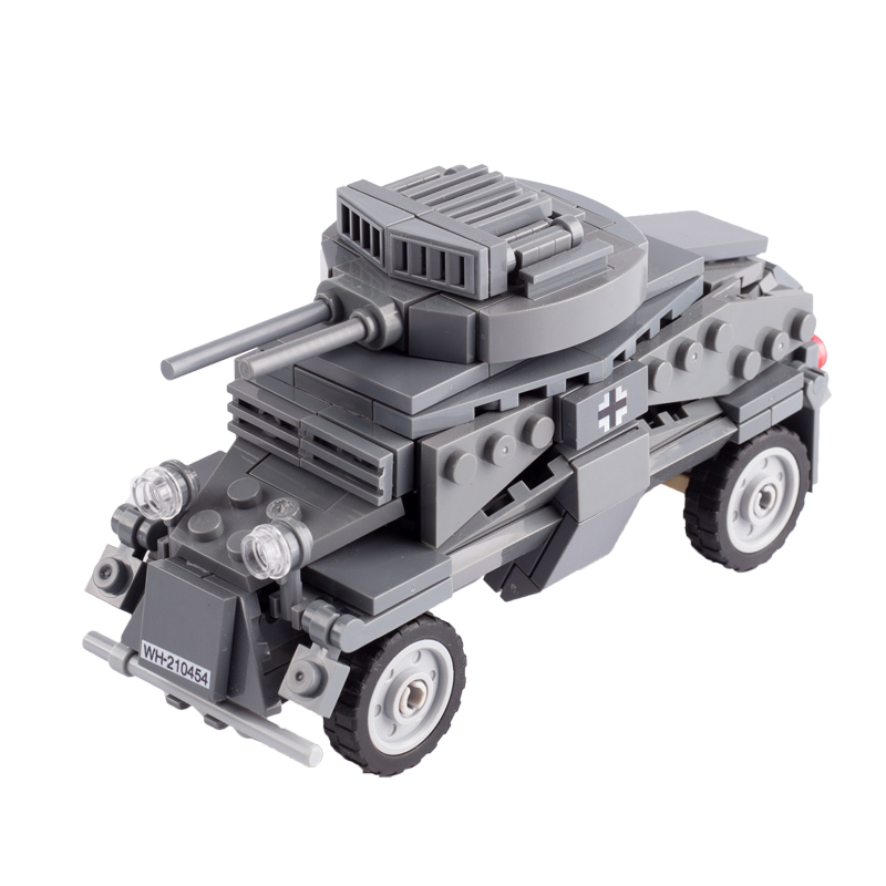 MOC WW2 Germany Soldier Minifigures SDKFZ222 Armored Cars Building Blocks Military Army Vehicle Weapon Parts Bricks Model Toys