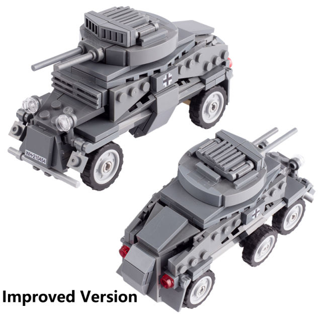 MOC WW2 Germany Soldier Minifigures SDKFZ222 Armored Cars Building Blocks Military Army Vehicle Weapon Parts Bricks Model Toys