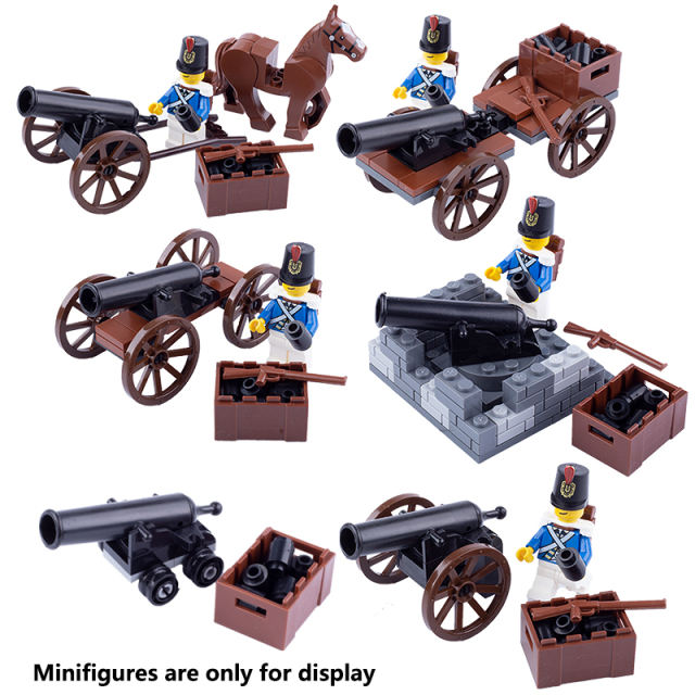 MOC Medieval Soldiers Minifigures Artillery Building Blocks Cannon Qing Dynasty Army Military Weapon Parts Bricks Model Toys