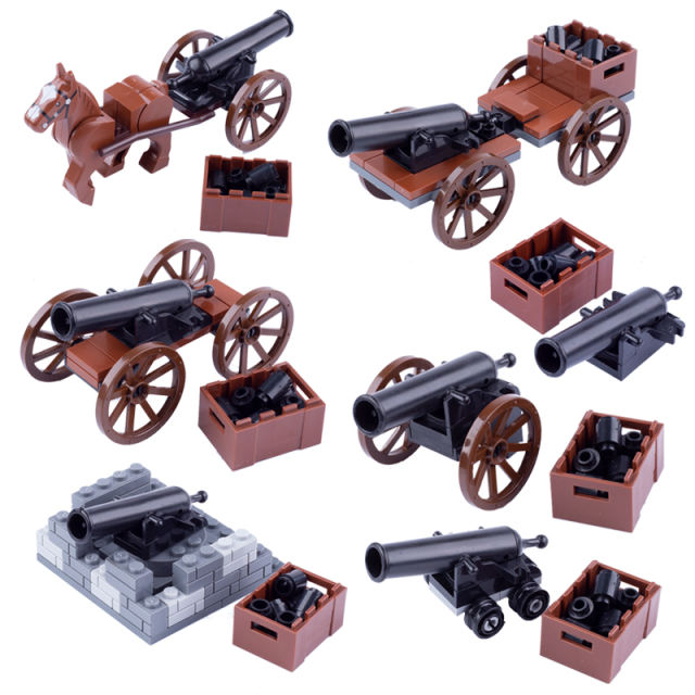 MOC Medieval Soldiers Minifigures Artillery Building Blocks Cannon Qing Dynasty Army Military Weapon Parts Bricks Model Toys