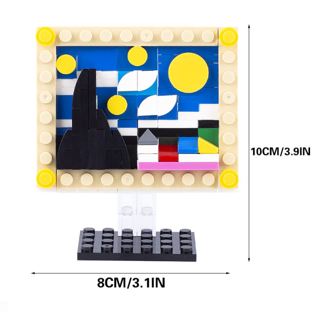 MOC World Famous Paintings Building Blocks Mona Lisa Minifigures Vinci Van Gogh Masterpiece Sunflower Brick Model Toys For Kids