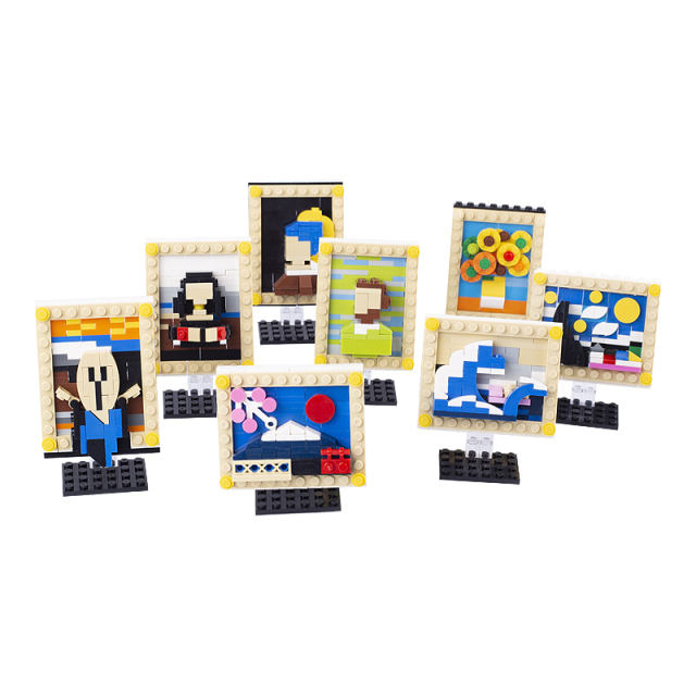 MOC World Famous Paintings Building Blocks Mona Lisa Minifigures Vinci Van Gogh Masterpiece Sunflower Brick Model Toys For Kids