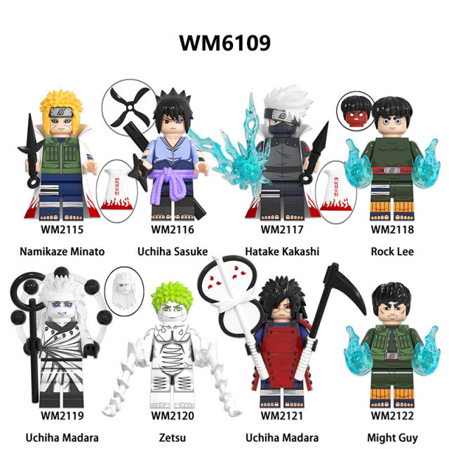 WM6109 Naruto Series Minifigures Kakashi Namikaze Minato Building Blocks Uzumaki Naruto Anime Cartoon Figures MOC Bricks  Toys