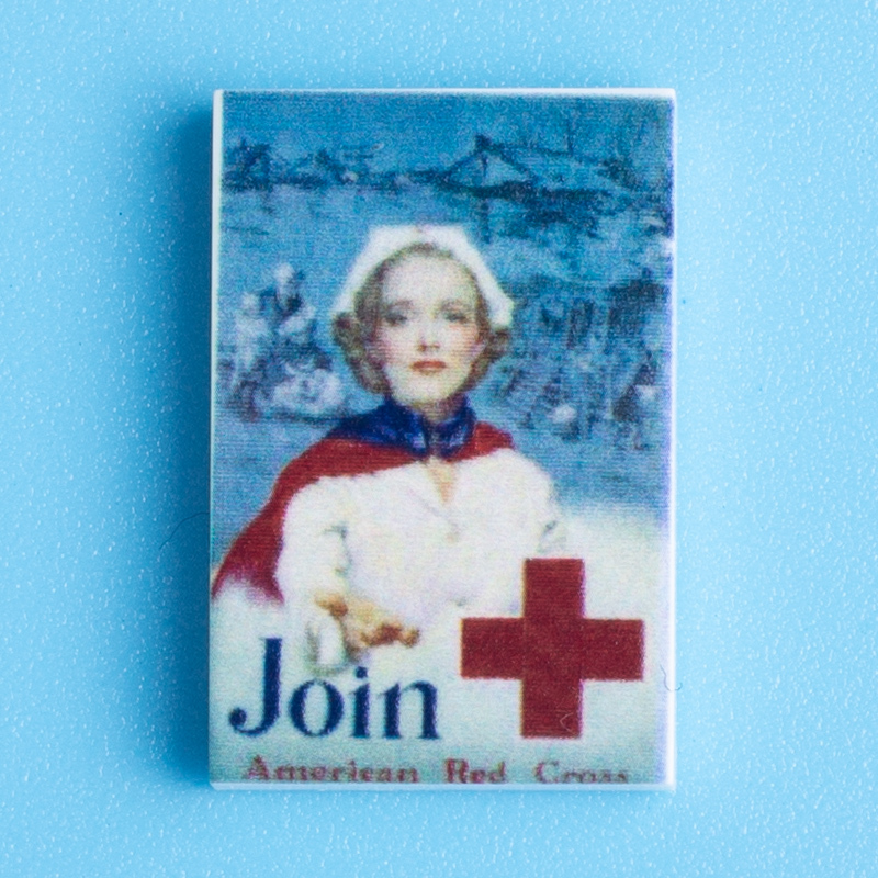 MOC WW2 US Army Minifigures Nurse Poster Building Blocks Printed Map Magazine Military Soldier Murals Brick Model Toys For Kids