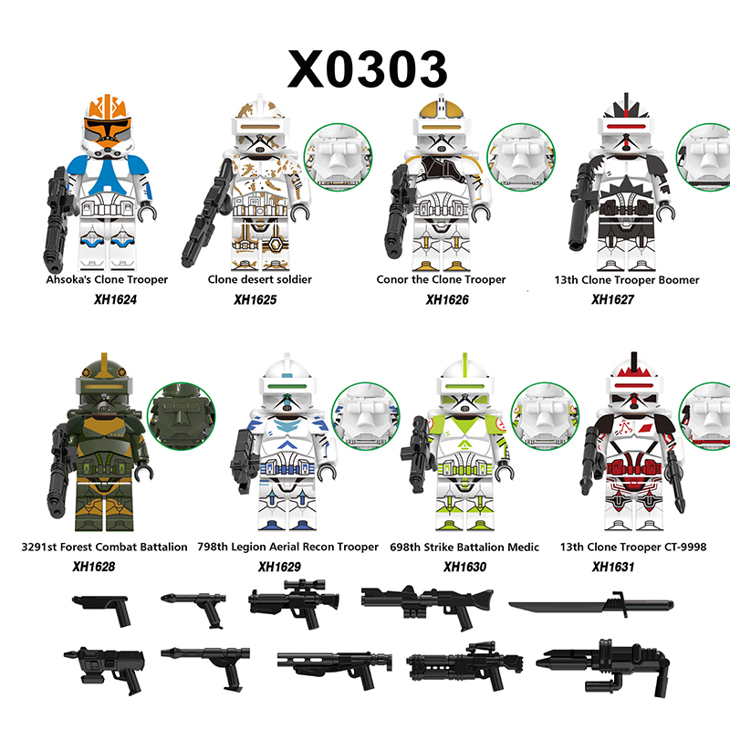 X0303 Star Wars Series Minifigures Clone Trooper Building Blocks MOC Recon Soldier Medic Figures Bricks Model Toys Gift For Kids