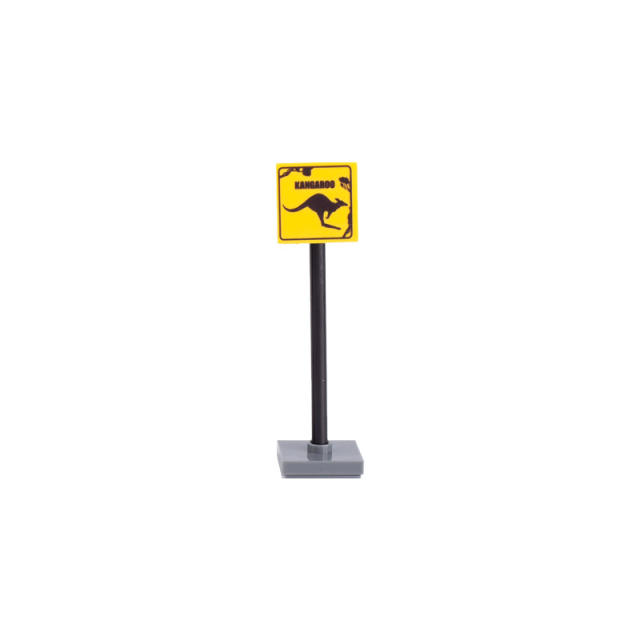 MOC City Road Minifigures Traffic Warning Signs Building Blocks Wild Animal Kangaroo Street Figures Accessories Brick Model Toys