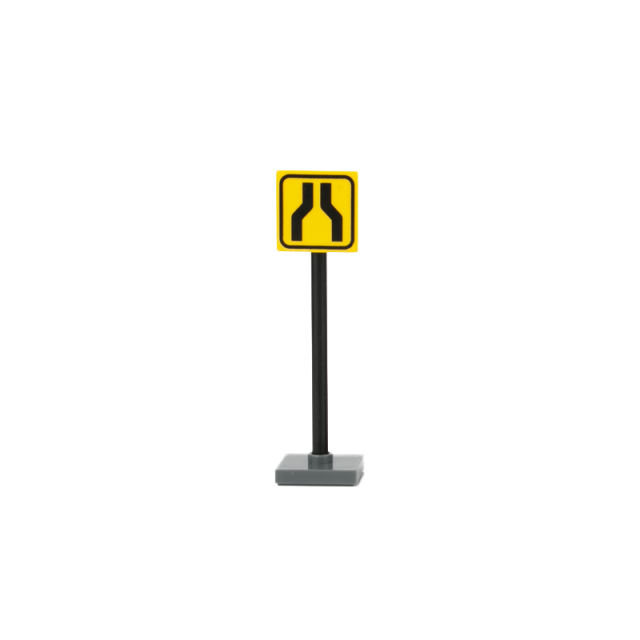 MOC City Road Minifigures Traffic Sign Building Blocks Carriageway Narrows Indicator Lights Street Figures Parts Brick Model Toys