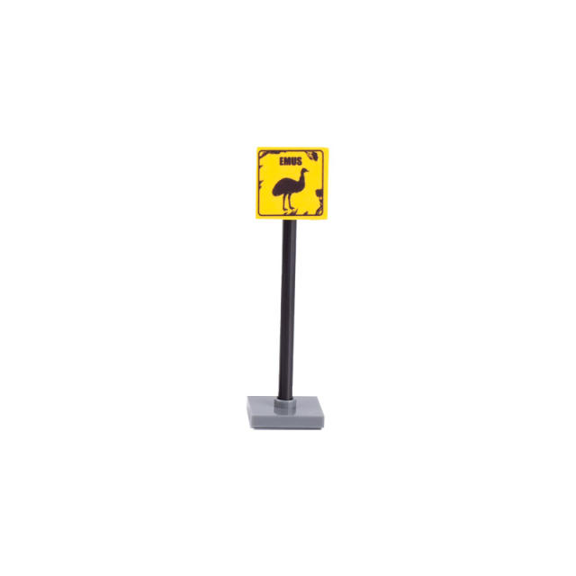 MOC City Road Minifigures Traffic Warning Signs Building Blocks Wild Animals Emu Street Figures Accessories Brick Model Toys