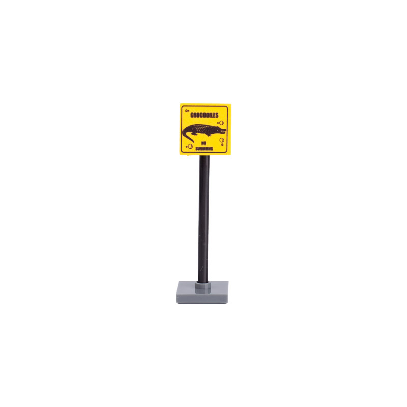 MOC City Road Minifigures Traffic Warning Signs Building Blocks Wild Animals Crocodile Street Figures Parts Brick Model Toys