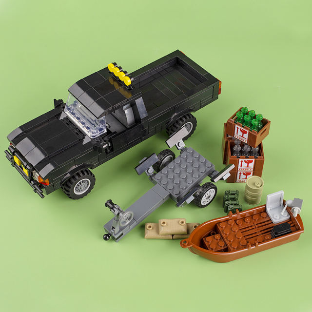 MOC City Series Minifigures Transport Car Building Blocks Pickup Truck Boat Figures Accessories Bricks Model Toys For Children