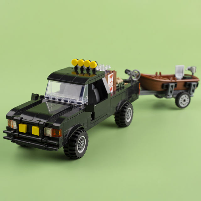 MOC City Series Minifigures Transport Car Building Blocks Pickup Truck Boat Figures Accessories Bricks Model Toys For Children