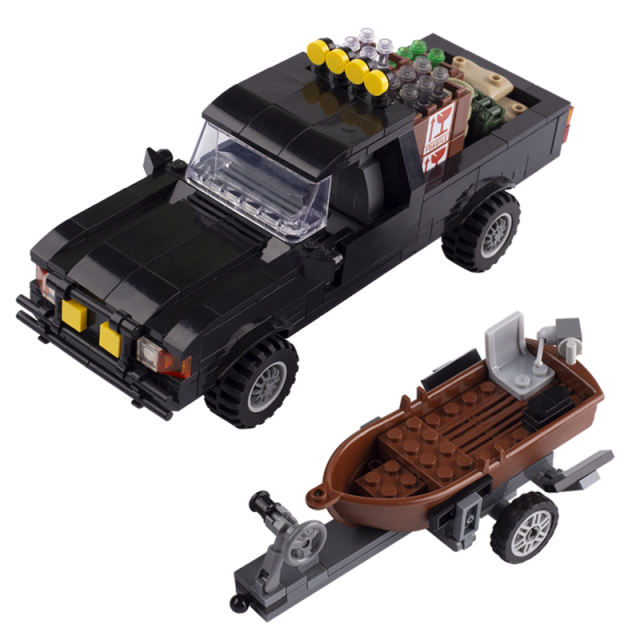 MOC City Series Minifigures Transport Car Building Blocks Pickup Truck Boat Figures Accessories Bricks Model Toys For Children