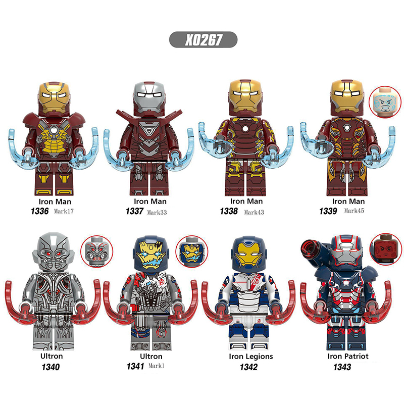 X0267 Marvel Super Heroes Series Minifigs Iron Man Building Blocks MOC Ultron Figures Bricks Model Toys Gifts For Children