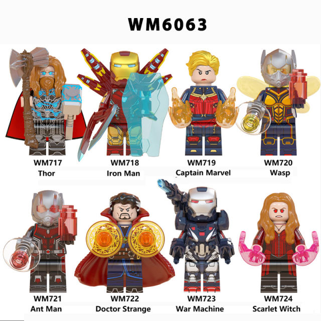 WM6063 Marvel Super Heroes Series Minifigures Thor Iron Man Building Blocks MOC Ant Man Figures Bricks Model Toys Gifts For Kids