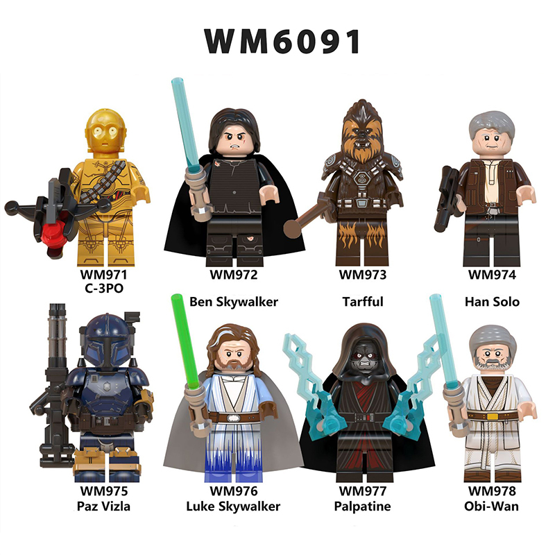 WM6091 Star Wars Series Minifigures Kuruk Palpatine Building Blocks MOC Tarfful Skywalker Figures Bricks Model Toys Gifts