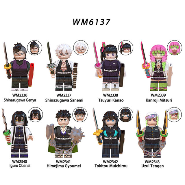 WM6137 Demon Slayer Minifigures Shinazugawa Sanemi Kanroji Mitsuri Building Blocks MOC Figures Bricks Model Toys Gifts for Kids