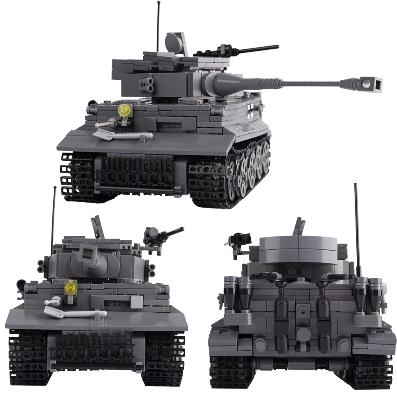 MOC WW2 Germany Soldier Minifigures SD.KFZ. 181 Tiger Tank Building Blocks Military Army Fighter Weapon Parts Bricks Model Toys
