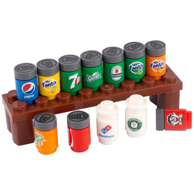 MOC City Street Views Minifigures Drinks Building Blocks Beverage Juice Milk Bottle Figures Parts Brick Model Toys For Children