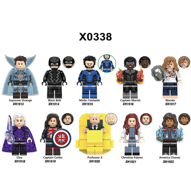 X0338 Marvel Super Heroes Series Minifigs Captain Marvel Professor X Building Blocks MOC Figures Bricks Toys Gifts For Kids