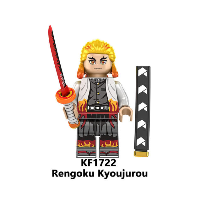 KF6162 Demon Slayer Minifigures Kamado Tanjirou Akaza Building Blocks MOC Agatsuma Zenitsu Figures Bricks Model Toys Gifts for Kids