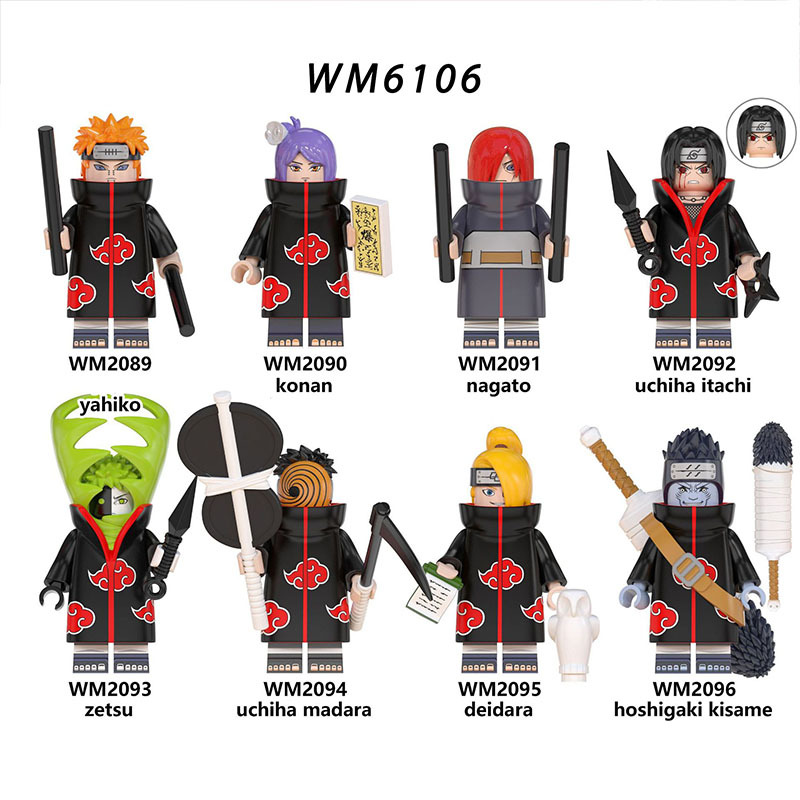 WM6106 Naruto Series Minifigures Konan Zetsu Deidara Building Blocks Uzumaki Naruto Anime Cartoon Figures MOC Bricks Toys Gifts