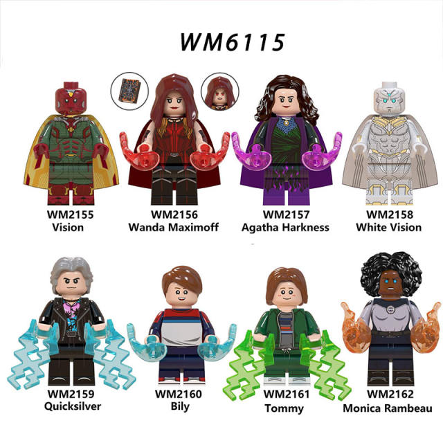 WM6115 Marvel Super Heroes Series Minifigures Wanda Maximoff Bily Building Blocks MOC Figures Bricks Model Toys Gifts For Children