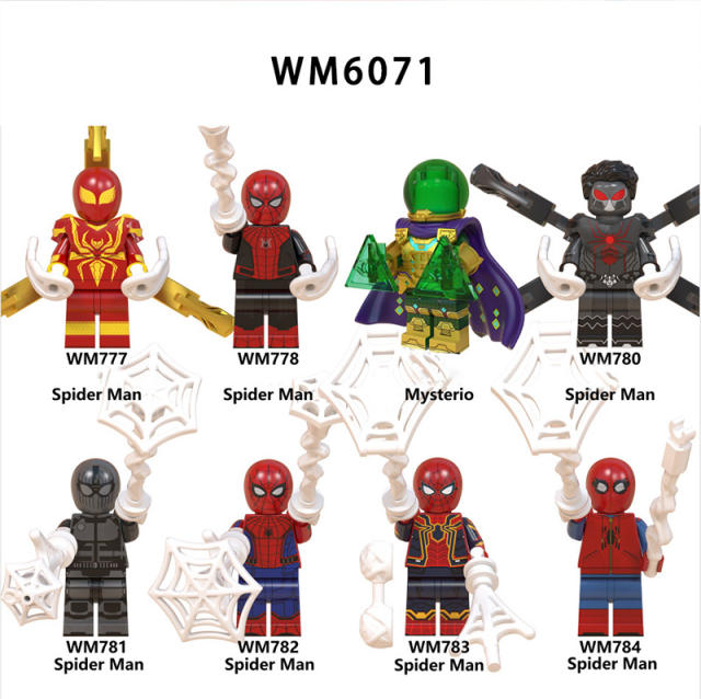WM6071 Marvel Super Heroes Series Minifigures Spider Man Building Blocks MOC Figures Bricks Model Toys Gifts For Children