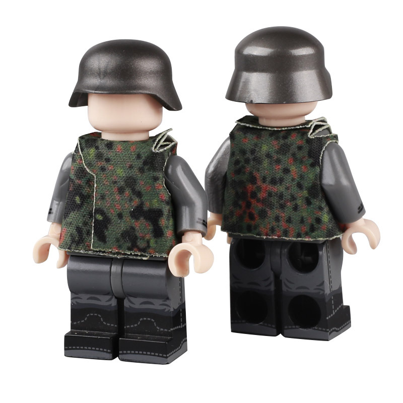 WW2 Military Weapons Accessories Camouflage Germany Soldiers Minifigs Building Blocks Army Clothes Coat Bricks Model Toys Gifts
