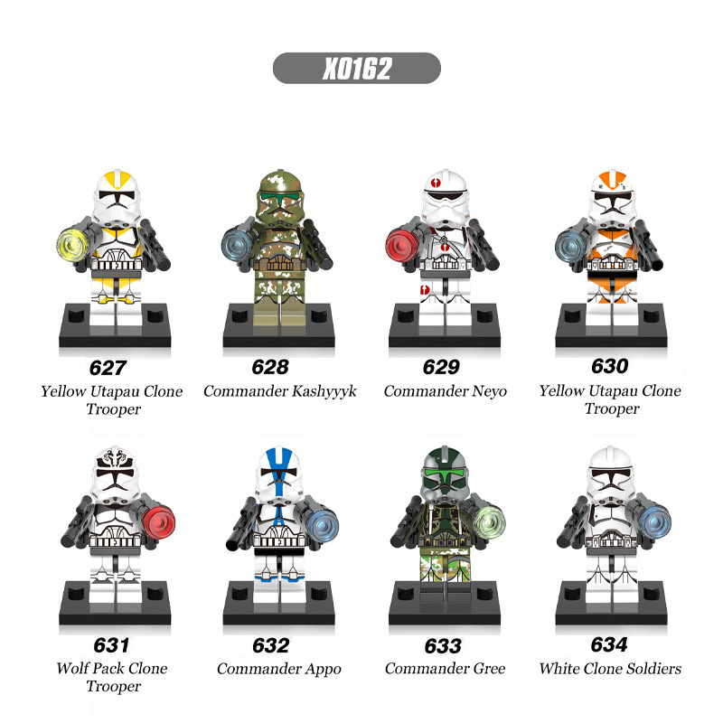 X0162 Star Wars Minifigs Building Blocks Yellow Utapou Clone Trooper Commander Kashyyyk Commander Appo Commander Gree White Clone Soldiers Action Assemble Bricks Educational Toys