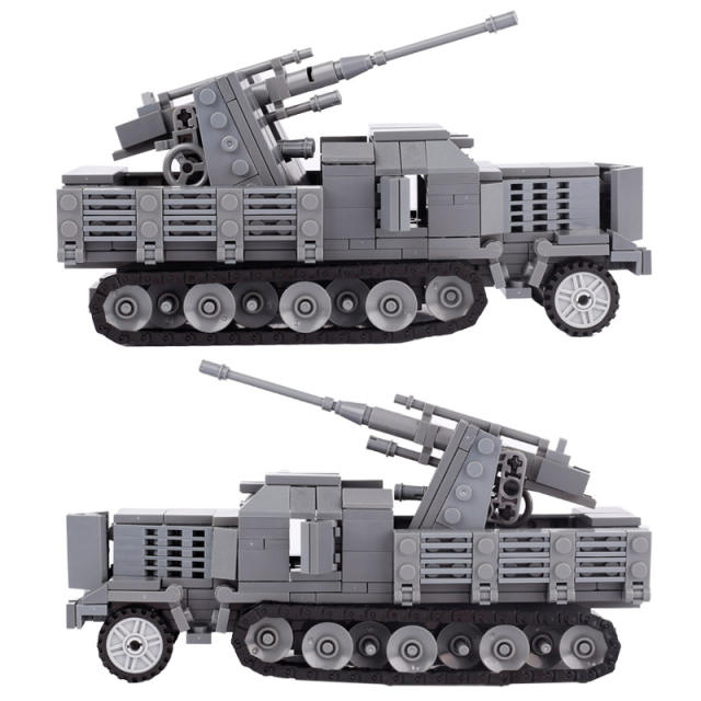 WW2 Germany Military Weapon SD.KFZ.251/17 Crawler Light  Armored Vehicle Building Blocks 20mm Self-propelled Antiaircraft Gun Model Toys