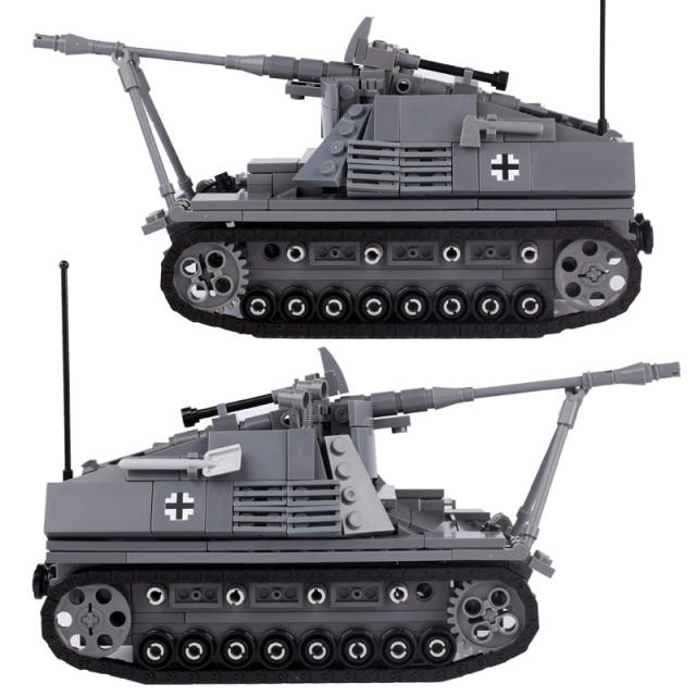 WW2 German Sd.Kfz.164 Nashorn Anti Tank Gun Military Weapon Building Blocks  Army Soldier Minifigs Bricks Kids Toys Gifts