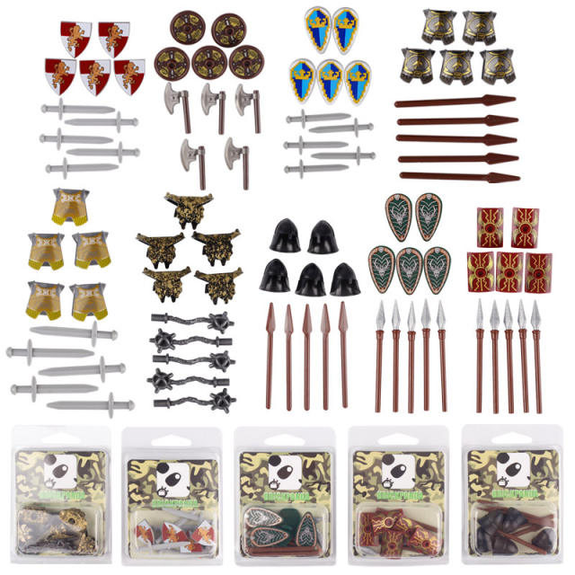 Medieval Military Castle Knight Weapon Building Blocks Spartan Warrior Minifigs Sword Arrow Shield Spear Crossbow Bricks Toys