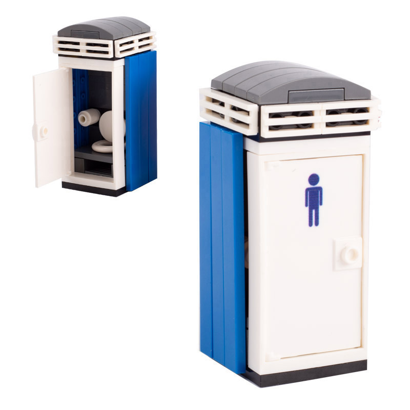 MOC Shop Market Street View Phone Booth Public Toilet Hot Dog Vehicle City Building Blocks Dining Bar Food Parts Brick Toys