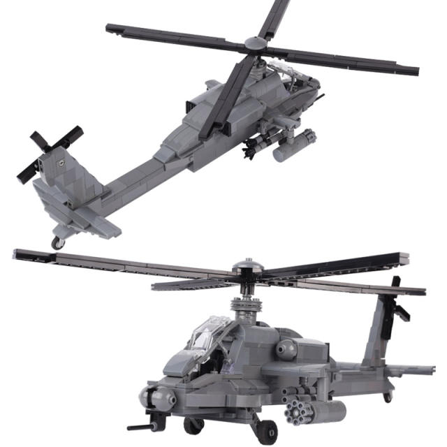 AH64 Modern Apache helicopter Military Weapon Building Blocks US Army Soldier Minifigs Parts Bricks Model Toys Gifts