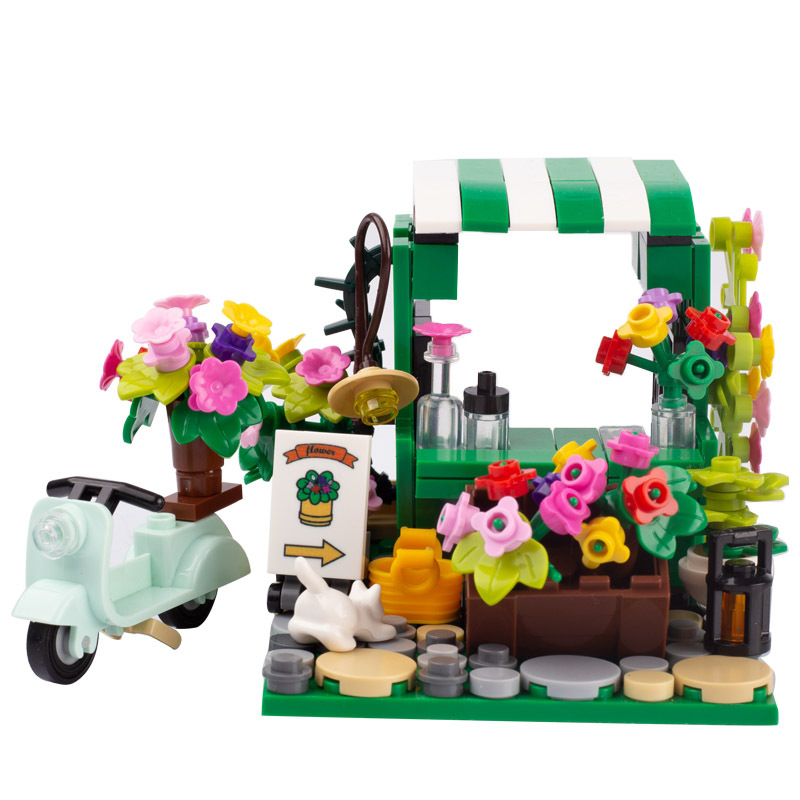 MOC Shop Market Street View Phone Booth Public Toilet Hot Dog Vehicle City Building Blocks Dining Bar Food Parts Brick Toys