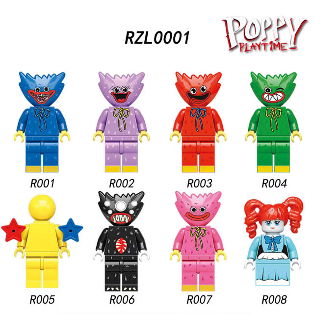 RZL0001 Poppy Playtime Minifigs Building Blocks Big Blue Cat Huggy Wuggy Games Figures MOC Bricks Model Toys Gifts