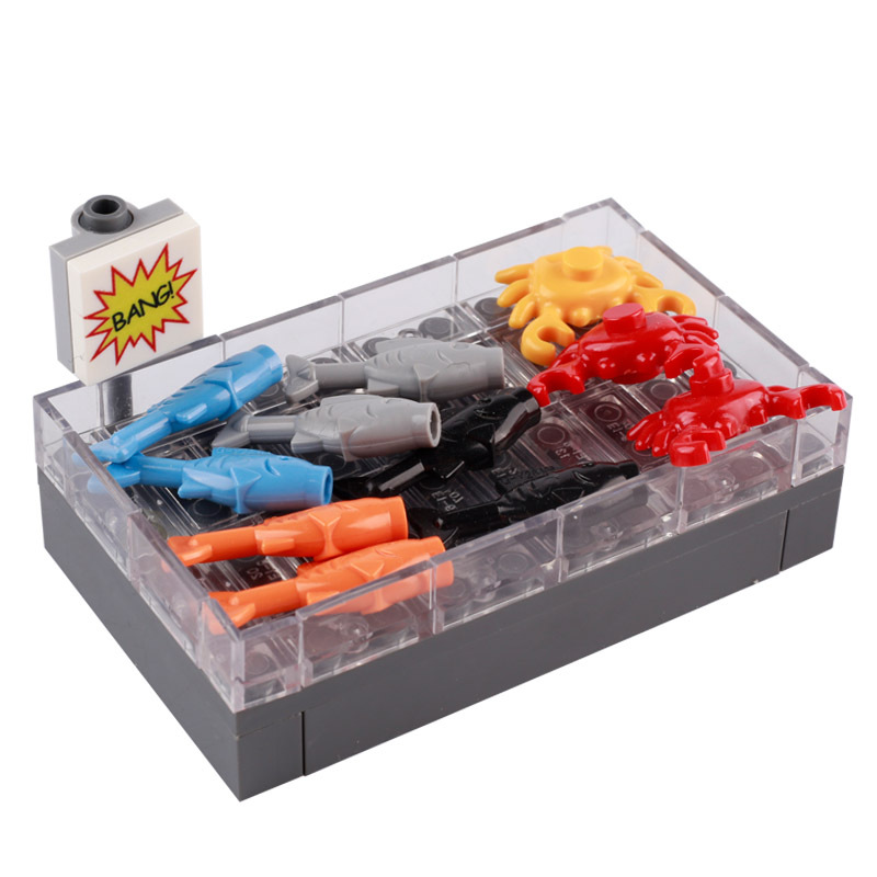 DIY Shop Market Stree View City Building Blocks Cashier Seafood Vegetables Desserts Drinks Freezer Parts Brick Toys