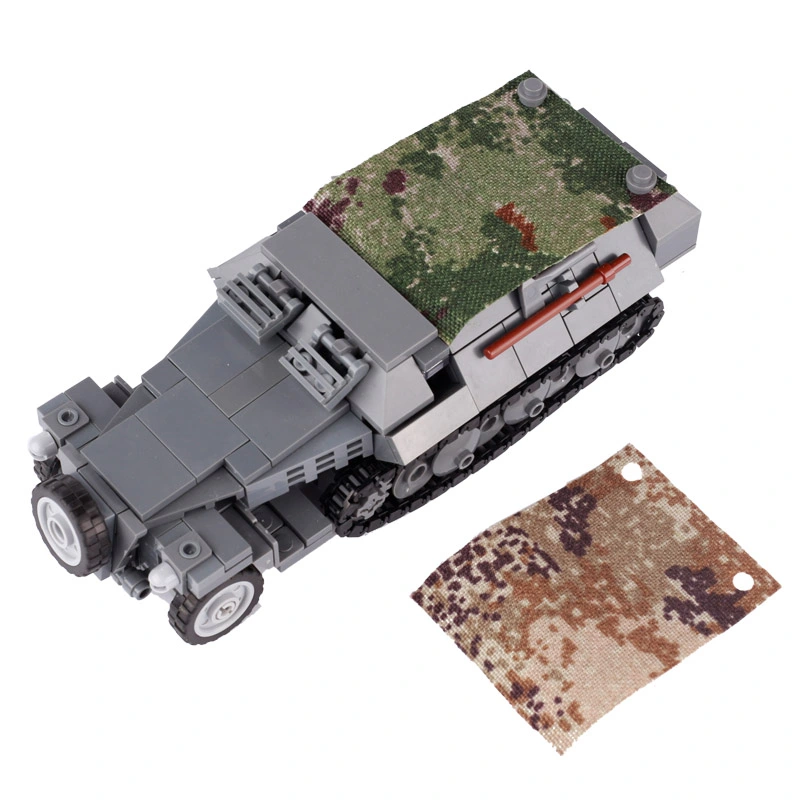 MOC WW2 Germany Military Weapon SD.KFZ.251 Semi Tracked Armored Transport Vehicle Building Blocks Soldier Minifigs Model Toys