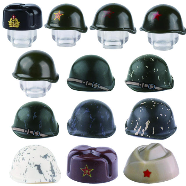 WW2 SSH40 Soviet Soldier Minifigs Military Weapon Helmet Building Block Army Caps Hats Headgear Accessories Bricks Model Toys