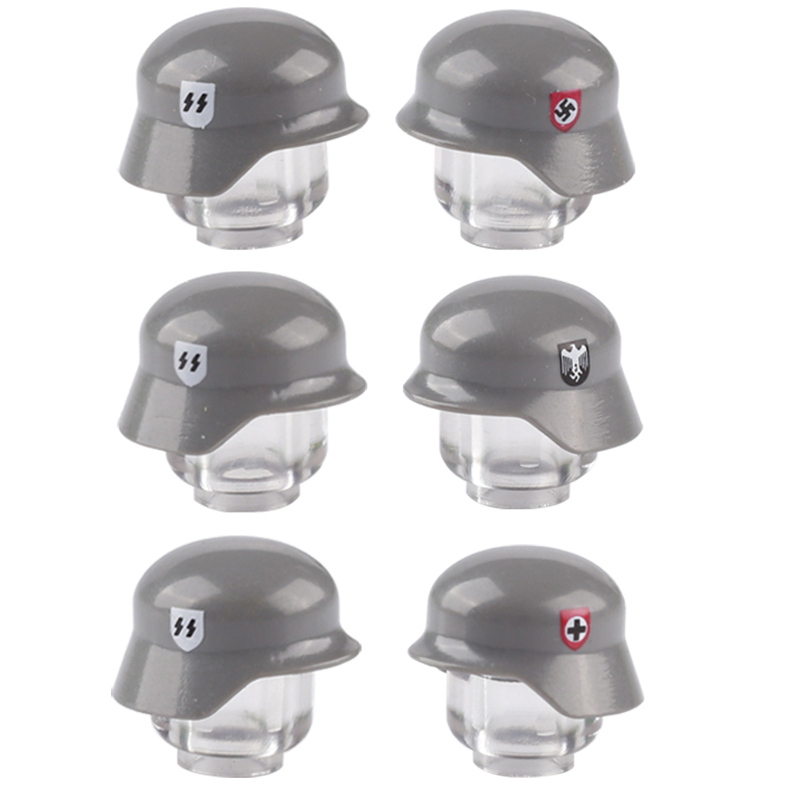 WW2 Germany Military Soldier Minifigs SS National Defense Force Caps Building Blocks Army Helmet Weapon Parts Bricks Toys