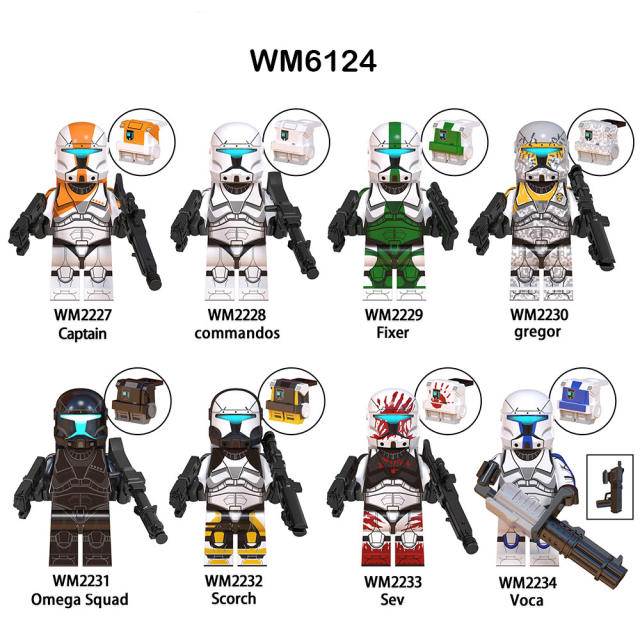 WM6124 Movie Commandos Star Wars Minifigs Building Blocks Captain Fixer Gregor Omega Squad Models Toys Gifts For Children