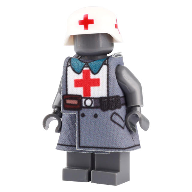 WW1 Germany Military Weapon Coat Soldiers Minifigs Building Blocks Army Officer Medic Fragment Camouflage Raincoat Bricks Model Toys Gifts