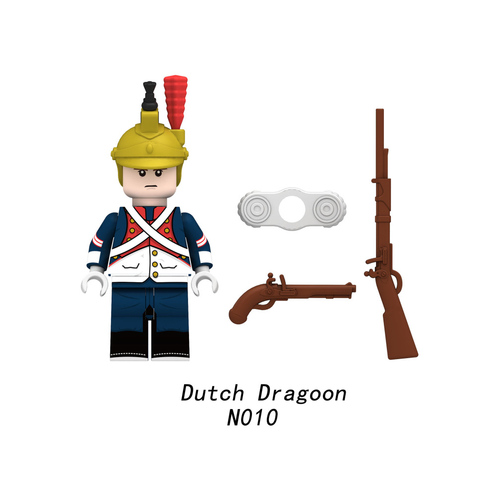 N009-012 Napoleonic Wars Medieval Military Army Line Infantry Minifigs Building Blocks Grenadier Cuirasier Dragoon Soldier Weapon Parts Bricks Toys