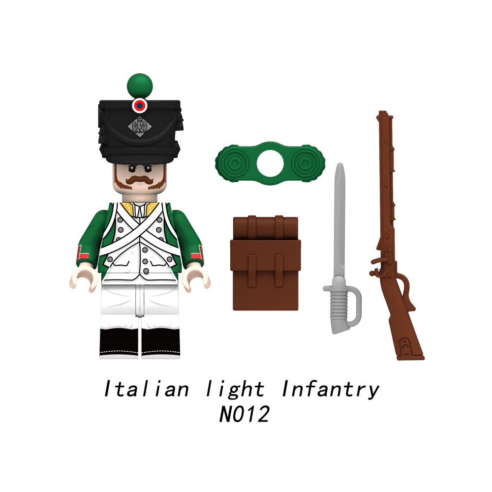 N009-012 Napoleonic Wars Medieval Military Army Line Infantry Minifigs Building Blocks Grenadier Cuirasier Dragoon Soldier Weapon Parts Bricks Toys