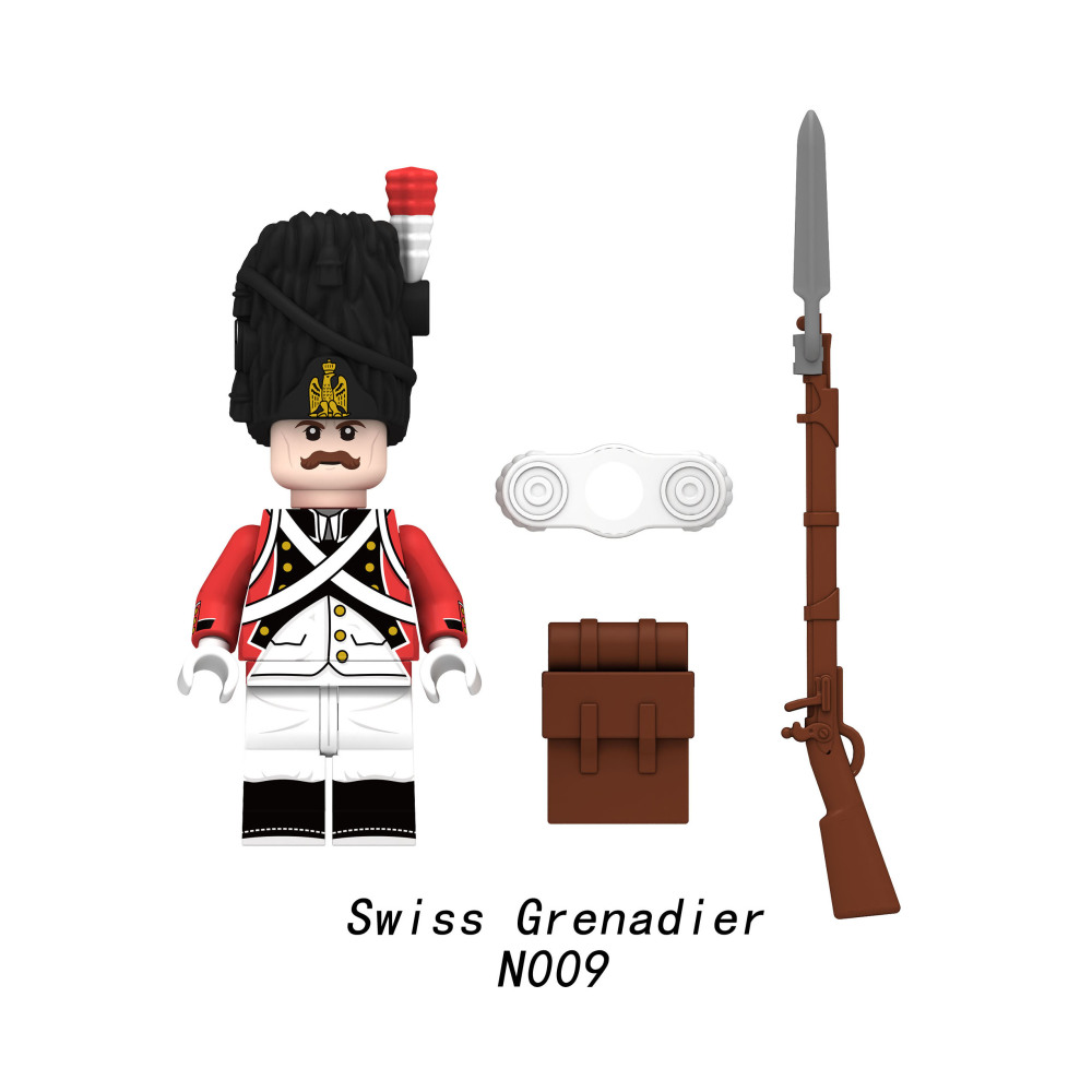 N009-012 Napoleonic Wars Medieval Military Army Line Infantry Minifigs Building Blocks Grenadier Cuirasier Dragoon Soldier Weapon Parts Bricks Toys
