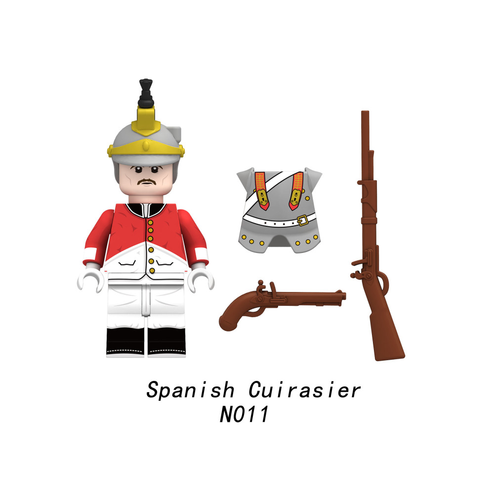 N009-012 Napoleonic Wars Medieval Military Army Line Infantry Minifigs Building Blocks Grenadier Cuirasier Dragoon Soldier Weapon Parts Bricks Toys